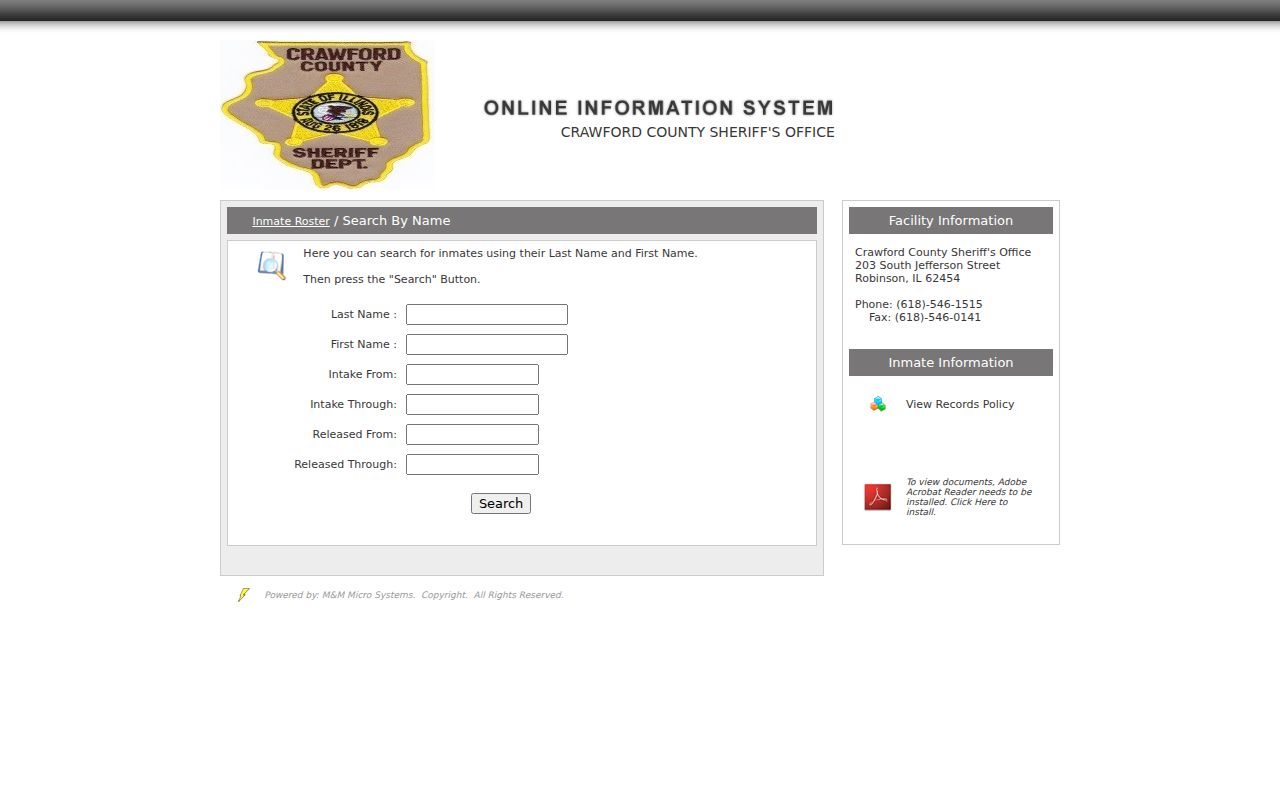 Crawford County arrest records exact inmate search fields