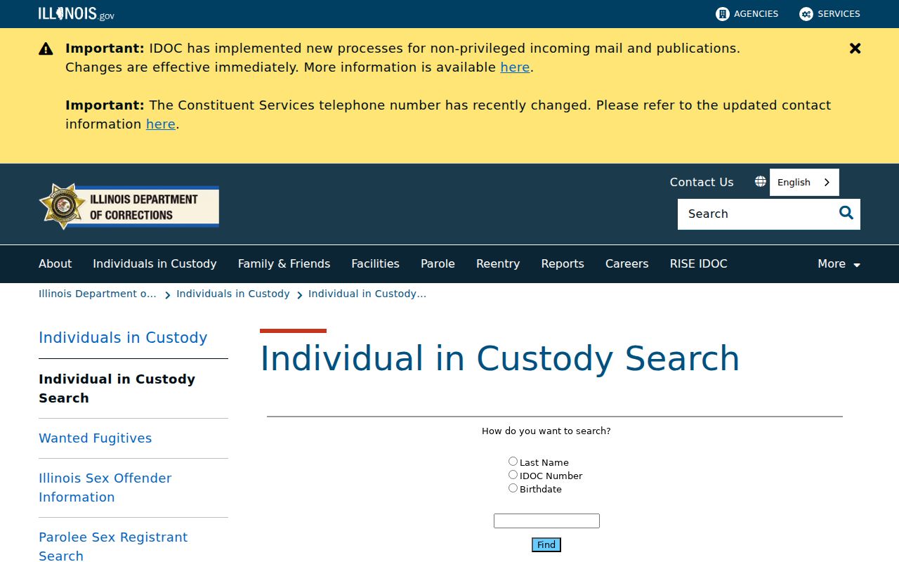 Crawford County arrest record follow-up through the IDOC custody search