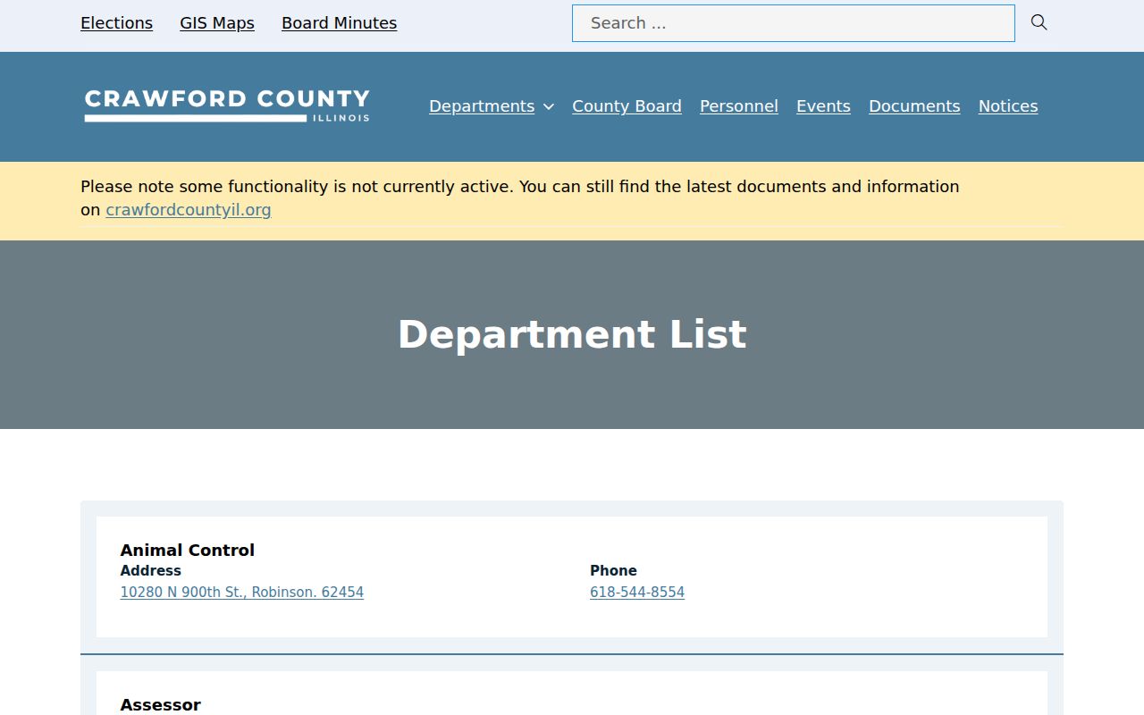 Crawford County official department directory