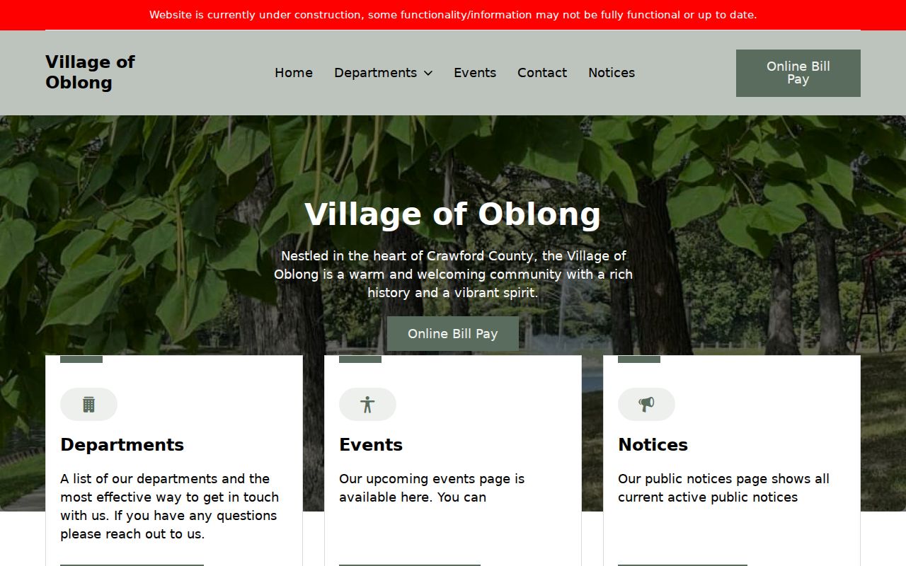 Official Village of Oblong homepage and village hall